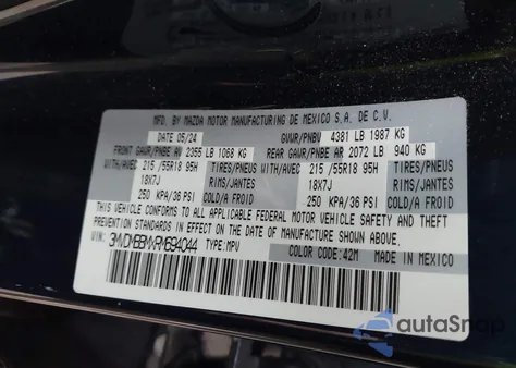 2024 Mazda Cx-30 2.5 S Select Sport из США, поврежденный, VIN 3MVDMBBMXRM694044